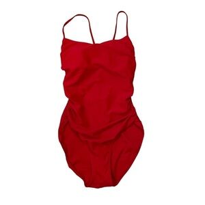 Simply Swim Women’s Plus Size 16 Red Ruched One Piece Swimsuit Swimwear